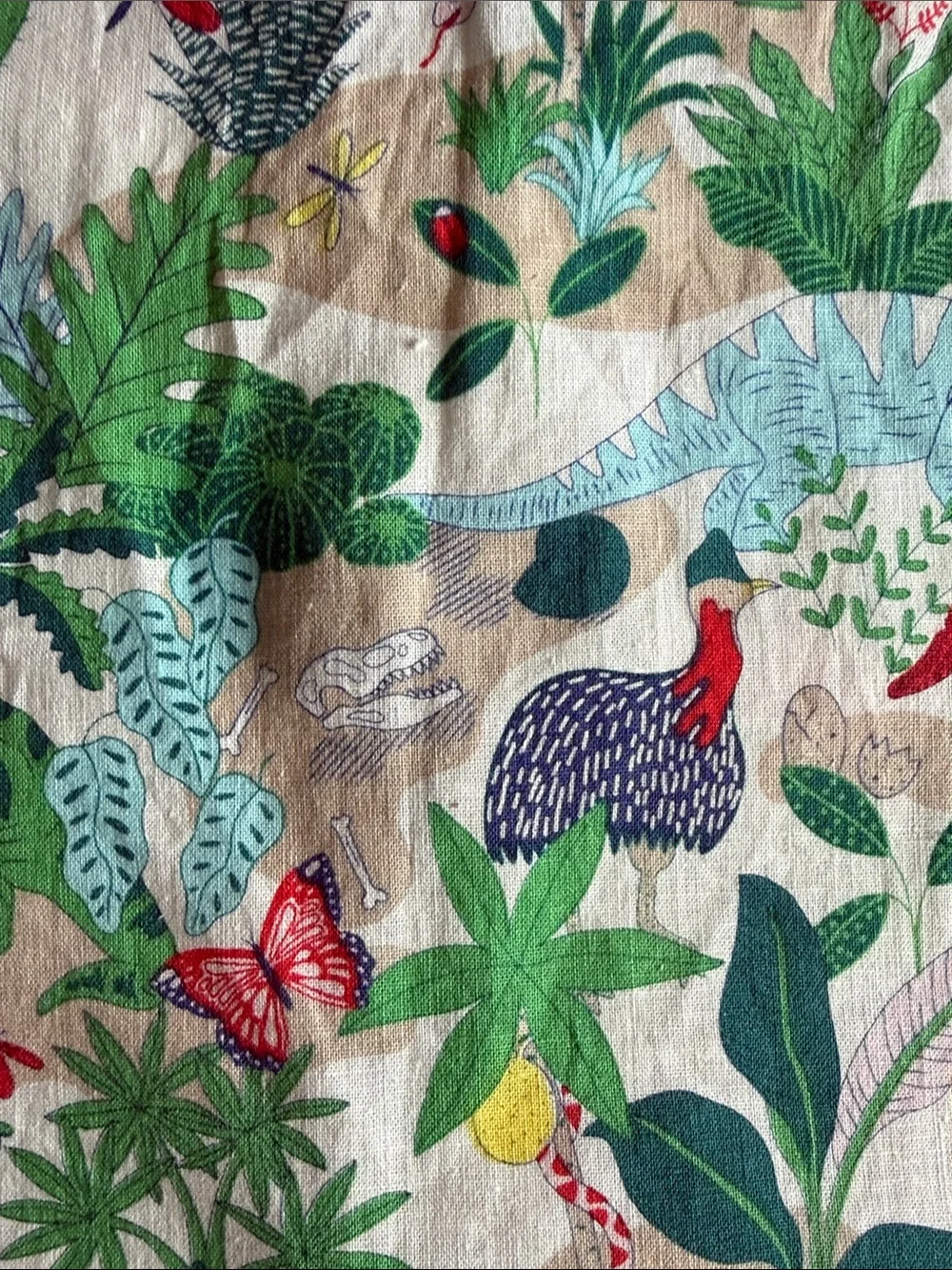 Mini Boden Dinosaur Tropical Linen Short-Sleeve Button-Down Sz 13-14, 164 cm EUC - Picture 7 of 8